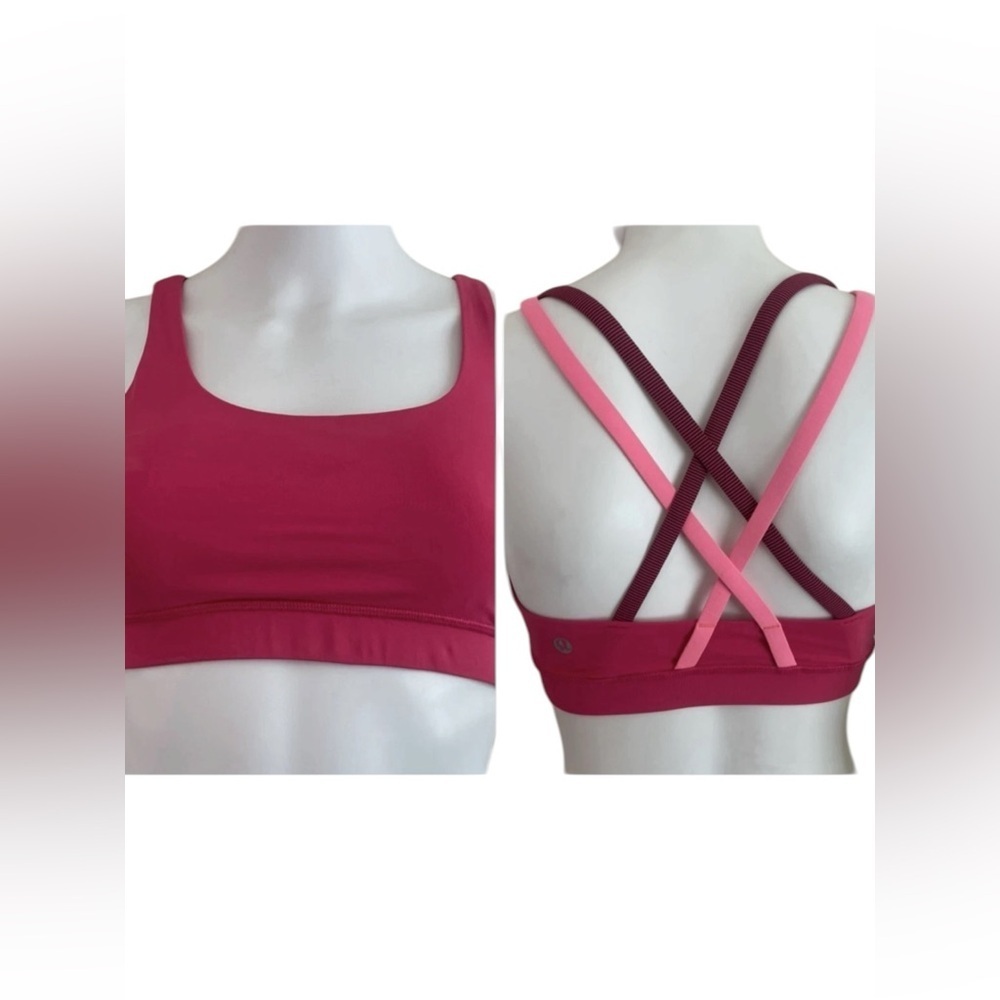 Lululemon Energy Sports Bra Sz 6 Criss Cross Back Yoga Athletic Workout  pink